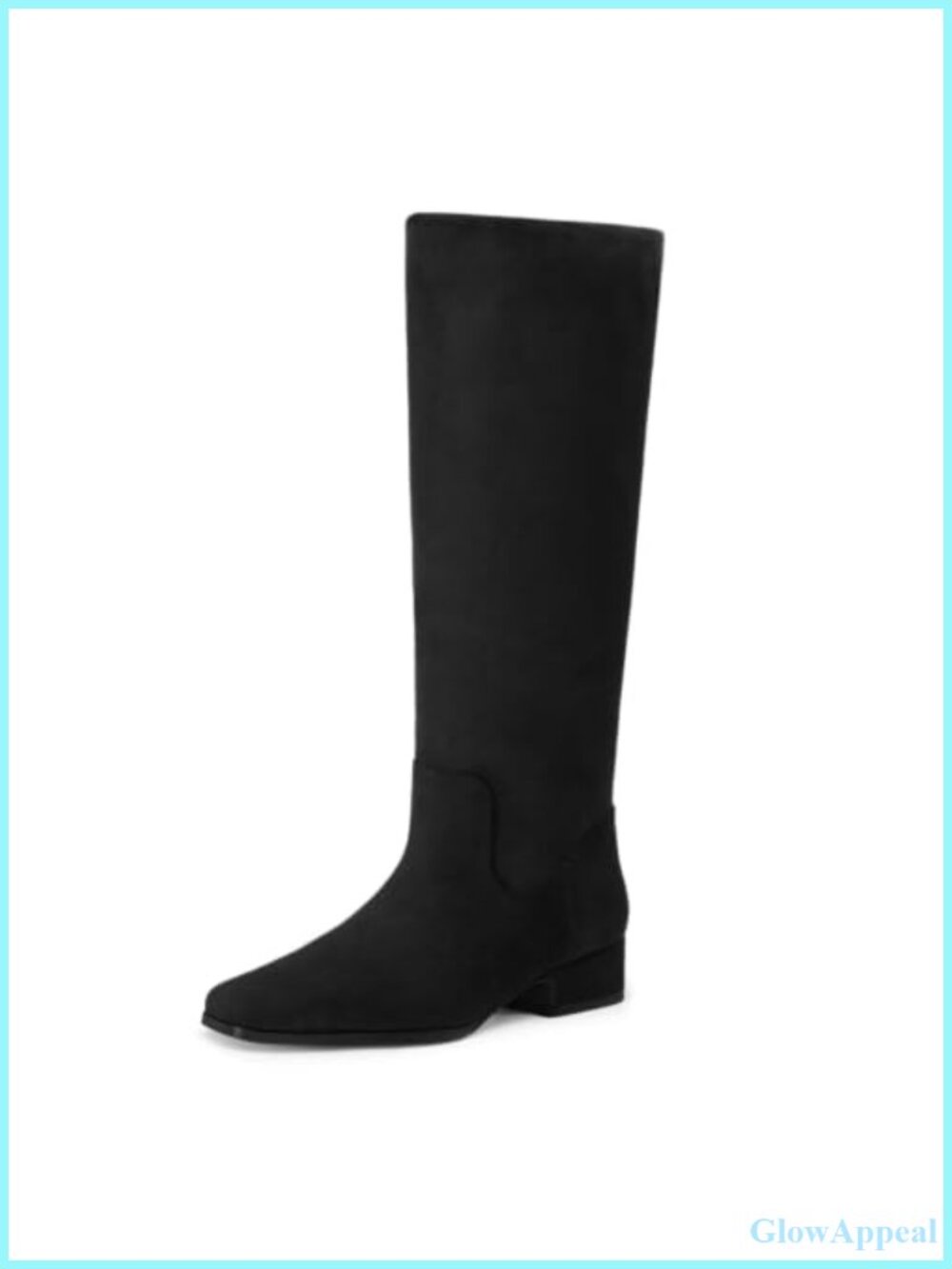 Faux Suede Knee High Boots Square Toe Low Block Heel Tall Boots